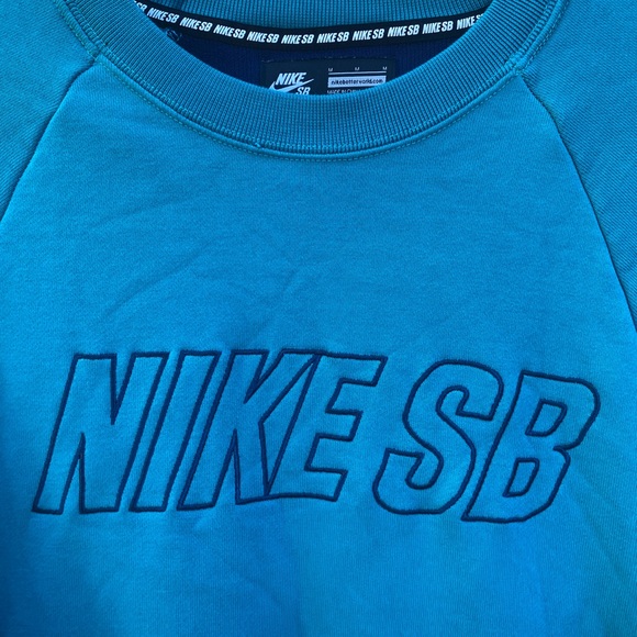 Nike SB Mens Sweatshirt Medium turquoise Skateboarding Spellout Pullover sweater - Picture 2 of 5